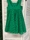 Mayoral Girl's Green Cotton Eyelet Trapeze Dress 3916