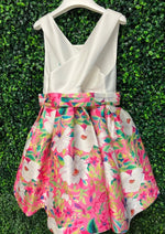 Abel & Lula Girls’ Strawberry Floral Mikado Print Dress 5051