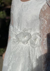 Long Sleeve and Silk Organza Made In Italy Communion Dress