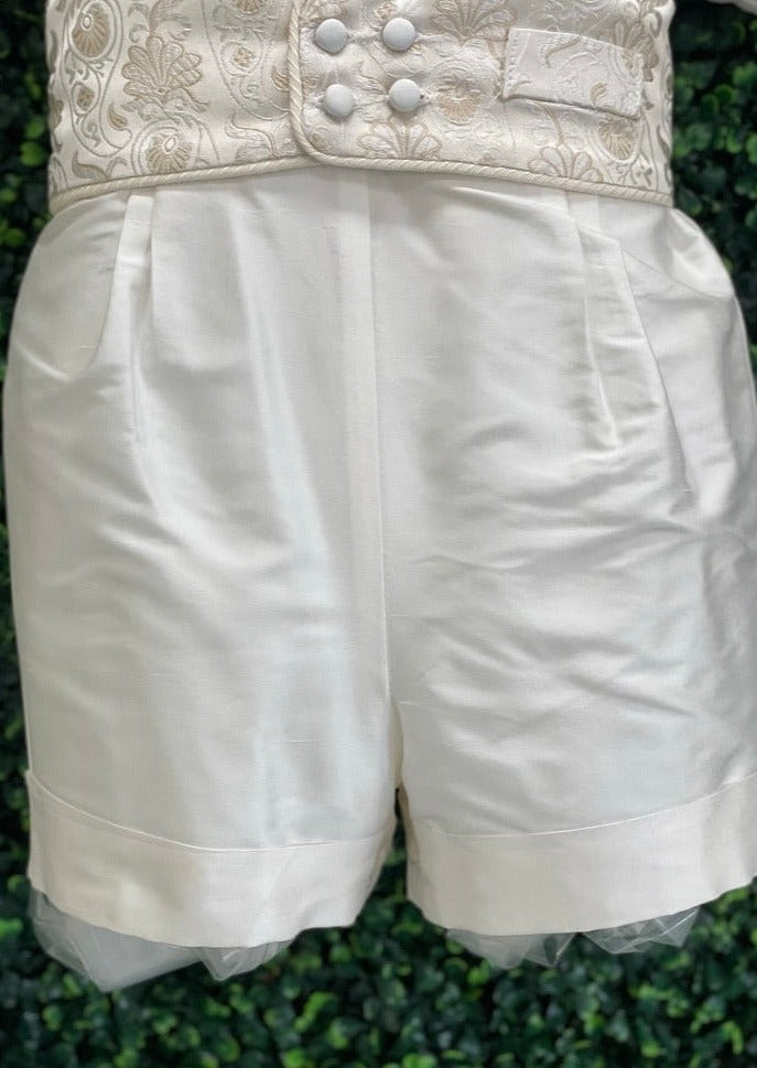 Piccolo Bacio Boys’ Gianni Christening Silk Shorts