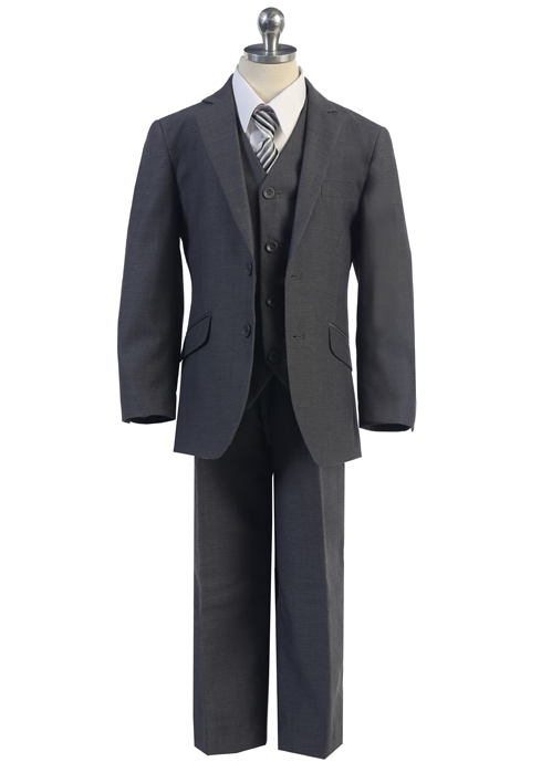 Five Piece Charcoal Slim Suit