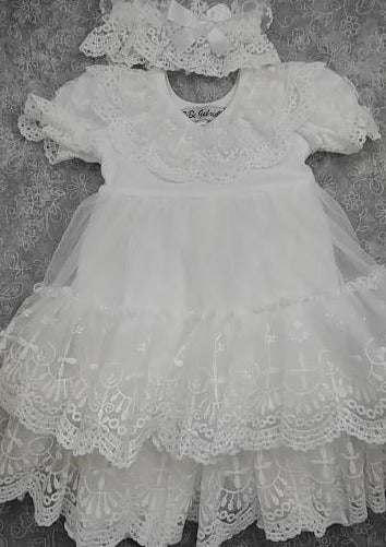 Girls’ Infant Ivory and Lace with Cross Outfit 