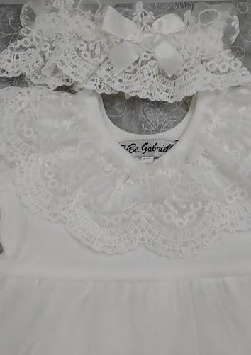 Bebe Gabrielle Girls Infant Lace with Cross Cotton Changing Romper Dress 3667 3 Months / White Bebe Gabrielle Girls Infant Lace with Cross Cotton Changing Romper Dress 3667 3 Months / White