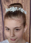 Girls’ Ivory Flower and Silver Leaf Headpiece