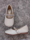 Tip Top Girls’ Ivory Shoe with Pearl and Rhinestone Strap S133