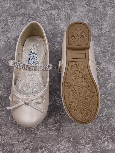 girls ivory dress shoes Joyfolie GirlsMiriam Flat in Cream | Flower Girl Shoes | Bow Flats