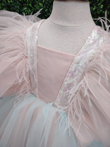 Girls’ Pink & Teal Tulle Party Dress