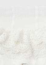 Girls’ Tights with Lace Ruffle - White