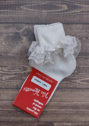 Girls’ Via Veneto Lace Ruffled Socks