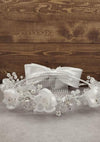 Girls’ White Tulle Flower and Crystal Tiara