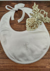 Cotton Baptism Bib With Embroidered Cross