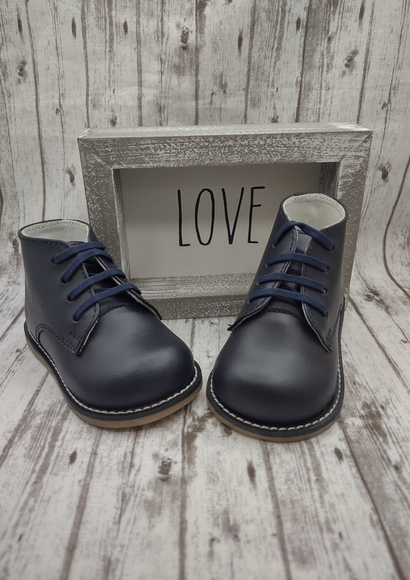Josmo Logan Boys Navy Leather Walking Shoes