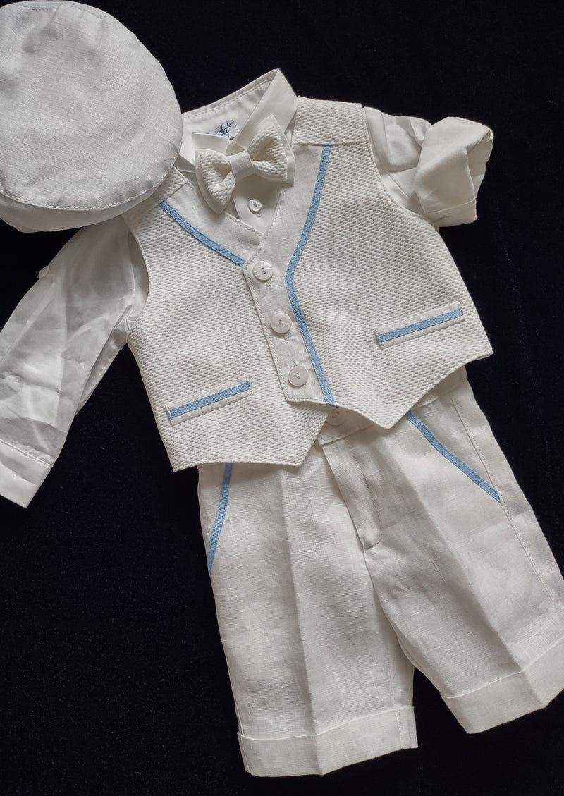 Made In Italy Linen Short Christening Suit