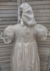 L'Pety Canar Satin and Metallic Corded Lace Christening Gown