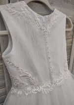 Joan Calabrese White Tea Length Beaded Lace Communion Dress 119378