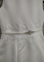 Joan Calabrese White Tea Length Satin A Line Plus Size Communion Dress - 120339