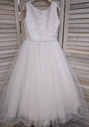 Joan Calabrese White Tea Length Communion Dress with Beaded Belt 120349