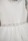 Sweetie Pie Communion White Gown with Satin Bodice and Cascading Tulle Skirt White - 4050
