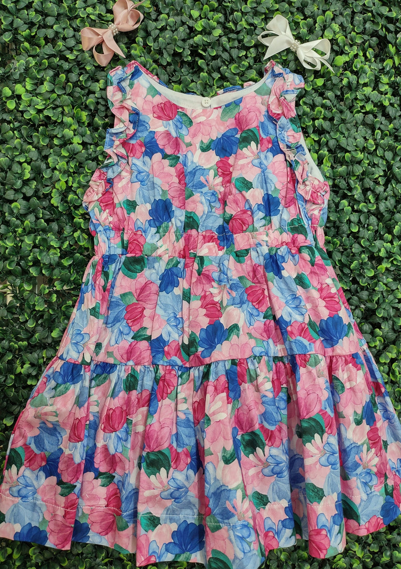 Mayoral Girl’s Pink and Blue Floral Dress 3940