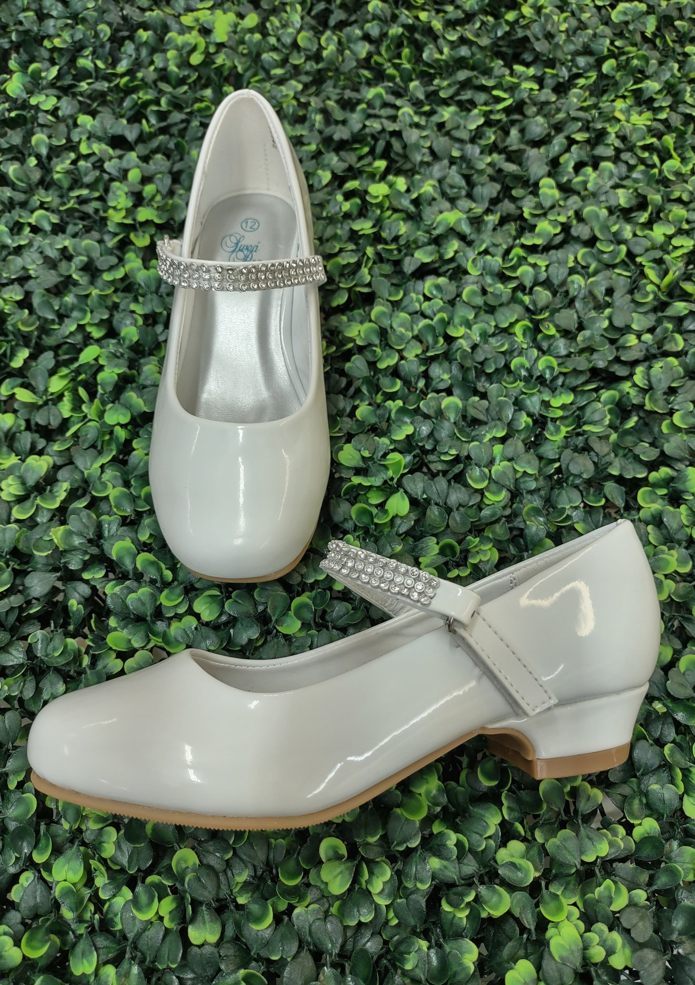 Swea Pea and Lilli - White Patent Leather MaryJane with Rhinestone Str Sara's Children's Boutique Swea Pea and Lilli - White Patent Leather MaryJane with Rhinestone Str Sara's Children's Boutique
