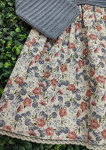 Martin Aranda Blue Knit and Floral Dress & Bonnet Set - 047-30065