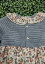 Martin Aranda Blue Knit and Floral Dress & Bonnet Set - 047-30065