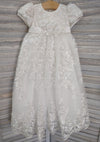 Princess Daliana Metallic Corded Lace Christening Gown with Flowers - 18135