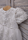Princess Daliana Metallic Corded Lace Christening Gown with Flowers - 18135