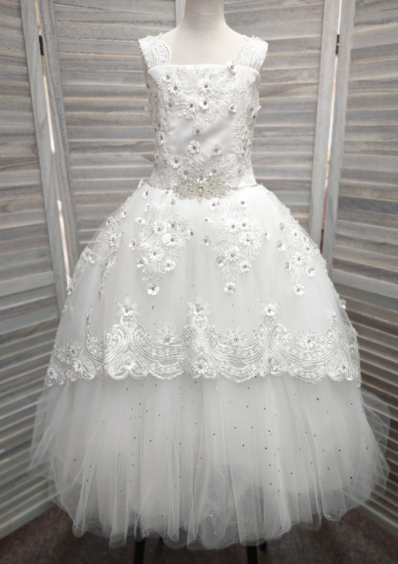 first communion dress | White Tulle Ruffle Dress - Calgary and Ballerini