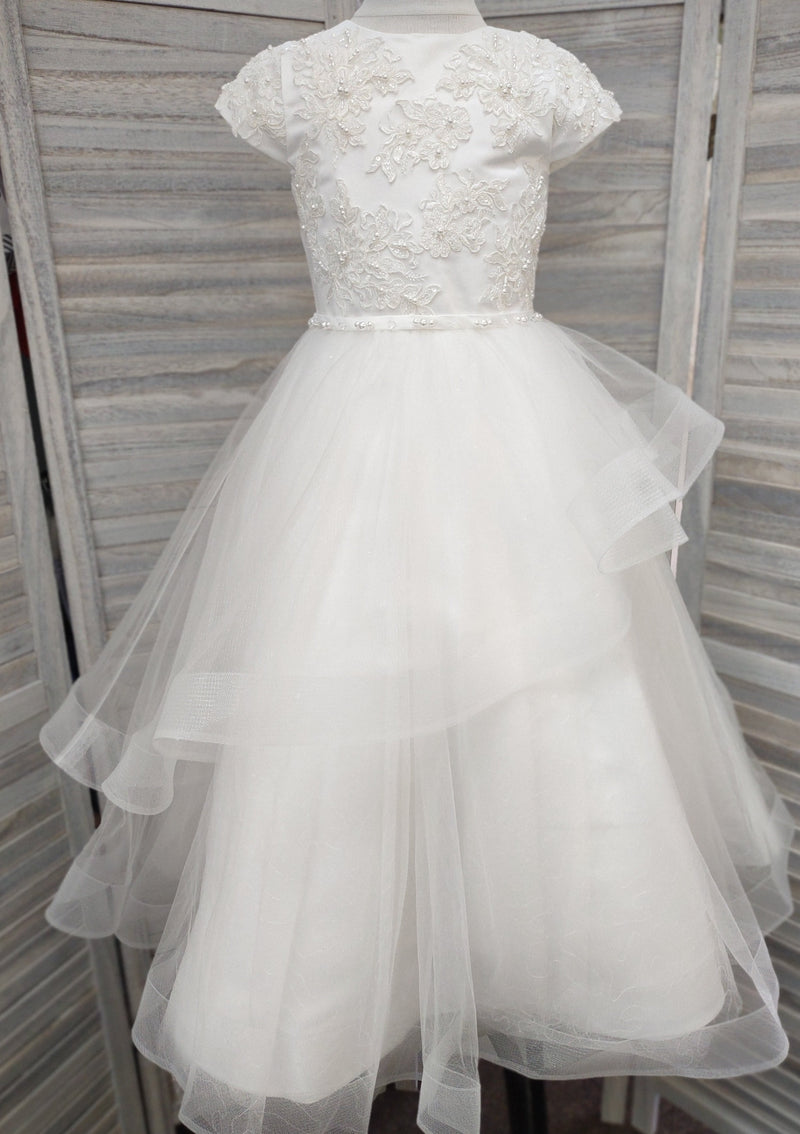 Princess Daliana Tiered Tulle Dress with Short Sleeve - D20605