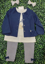 Mayoral Girl’s Navy and White 3 PC Outfit - 1785