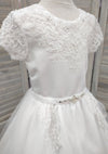 Sweetie Pie Short Sleeve Satin & Tulle Communion Gown with Veil - 4017