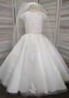 Sweetie Pie Communion Gown with Floral Lace Applique and Rhinestone Detail - 3087