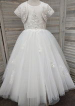Sweetie Pie Communion Gown with Shimmer Tulle Skirt and Bolero Jacket - 4063