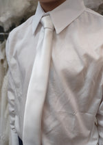 Boys’ 100% Silk Satin Tie - White