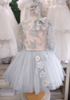 Girls’ 2 Piece Light Blue and Ivory Lace and Tulle Special Occasion Party Dress - 2410