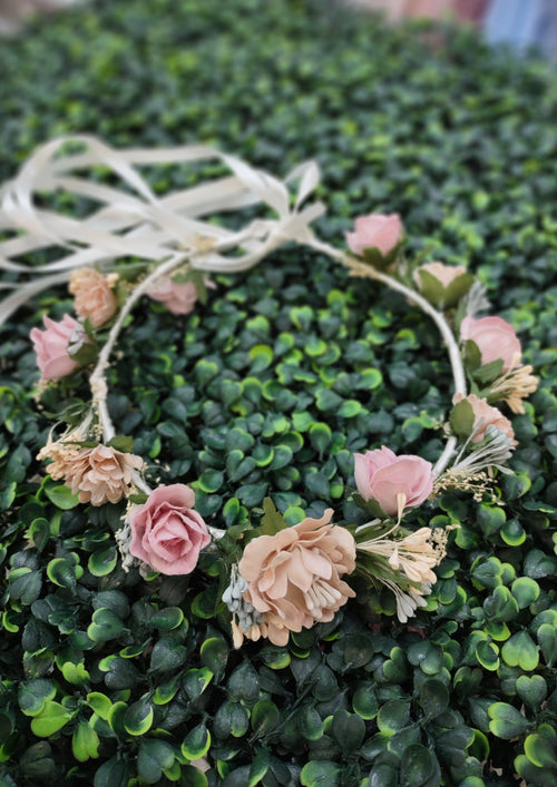 Sara's Pink and Peach Floral Crown - 115
