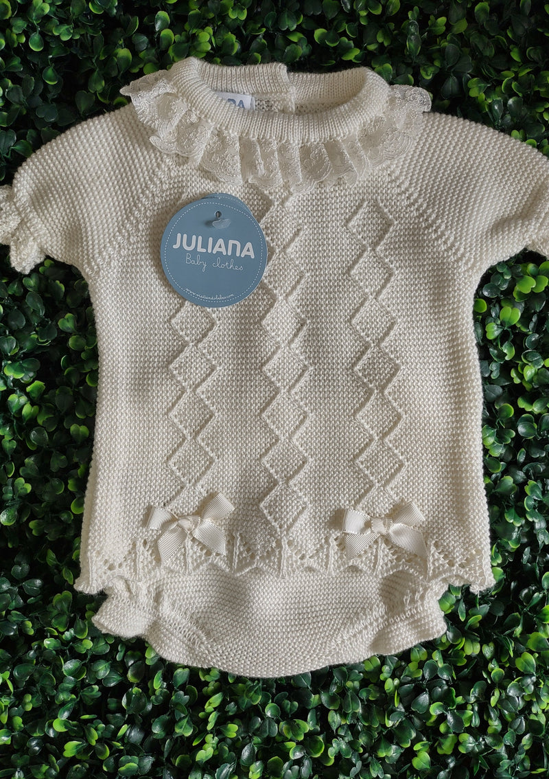 Juliana Girls’ Off White Knit 2 Piece Outfit - J5089