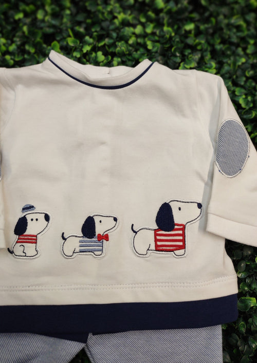 Mayoral Boys’ 2 Piece Footed Outfit with Puppies - 1596