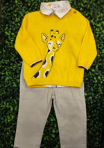 Mayoral Boys’ Sweater and Chino 3 Piece Set - Giraffe - 1115