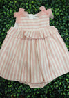 Mayoral Baby Pink and White Striped Dress - 1865
