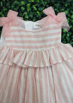 Mayoral Baby Pink and White Striped Dress - 1865