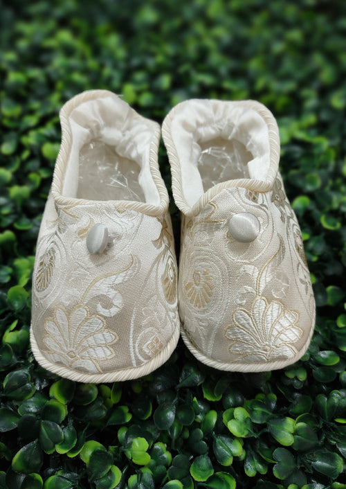 Piccolo Bacio Boys' Ivory & Gold Brocade Baptism Shoes