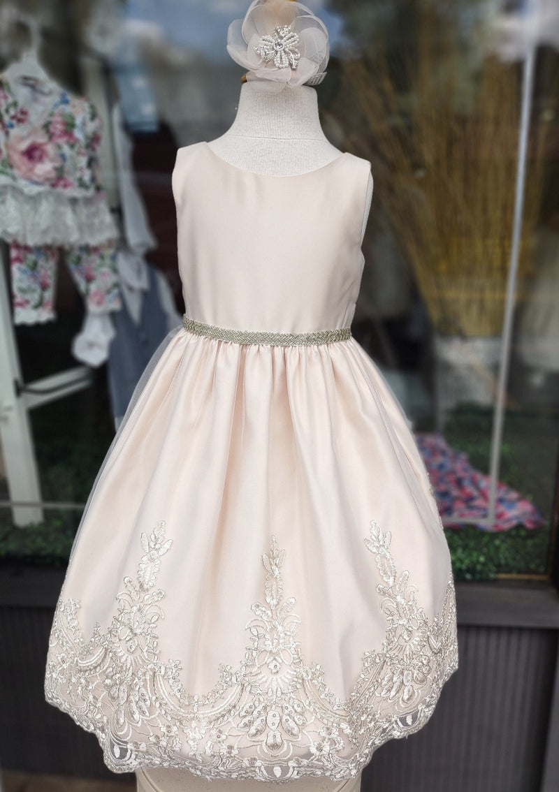 Sweet Kids Champagne Satin Party Dress - SK782