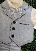 Bimbalo 4 Piece Light Blue Linen Shorts and Vest Outfit - 5648