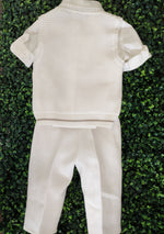 Bimbalo Boys' 5 Piece Off White Linen and Knit Outfit 6080