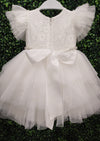 Teter Warm Flutter Sleeve Tulle and Lace Dress - BH88