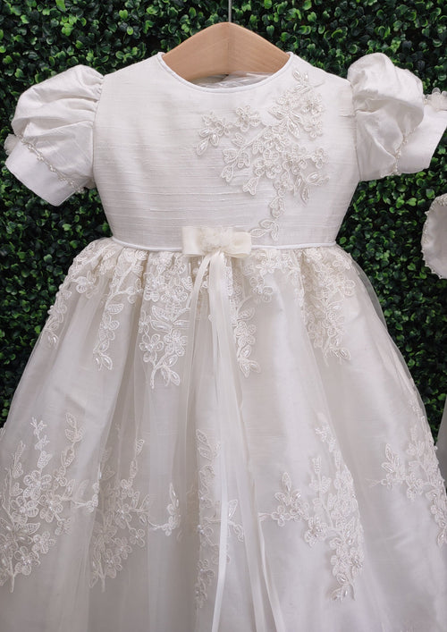 Piccolo Bacio Silk and Lace Baptism Gown - Katrina