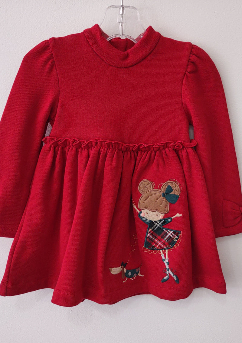 Mayoral Girls Red Bow Sleeve Dress Mayoral Girls Red Bow Sleeve Dress