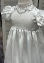 L'Pety Canar Satin and French Metallic Lace Christening Gown